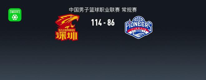 CBA戰報：深圳114-86大勝天津取CBA4連勝，特奎維恩-史密斯23+5+5